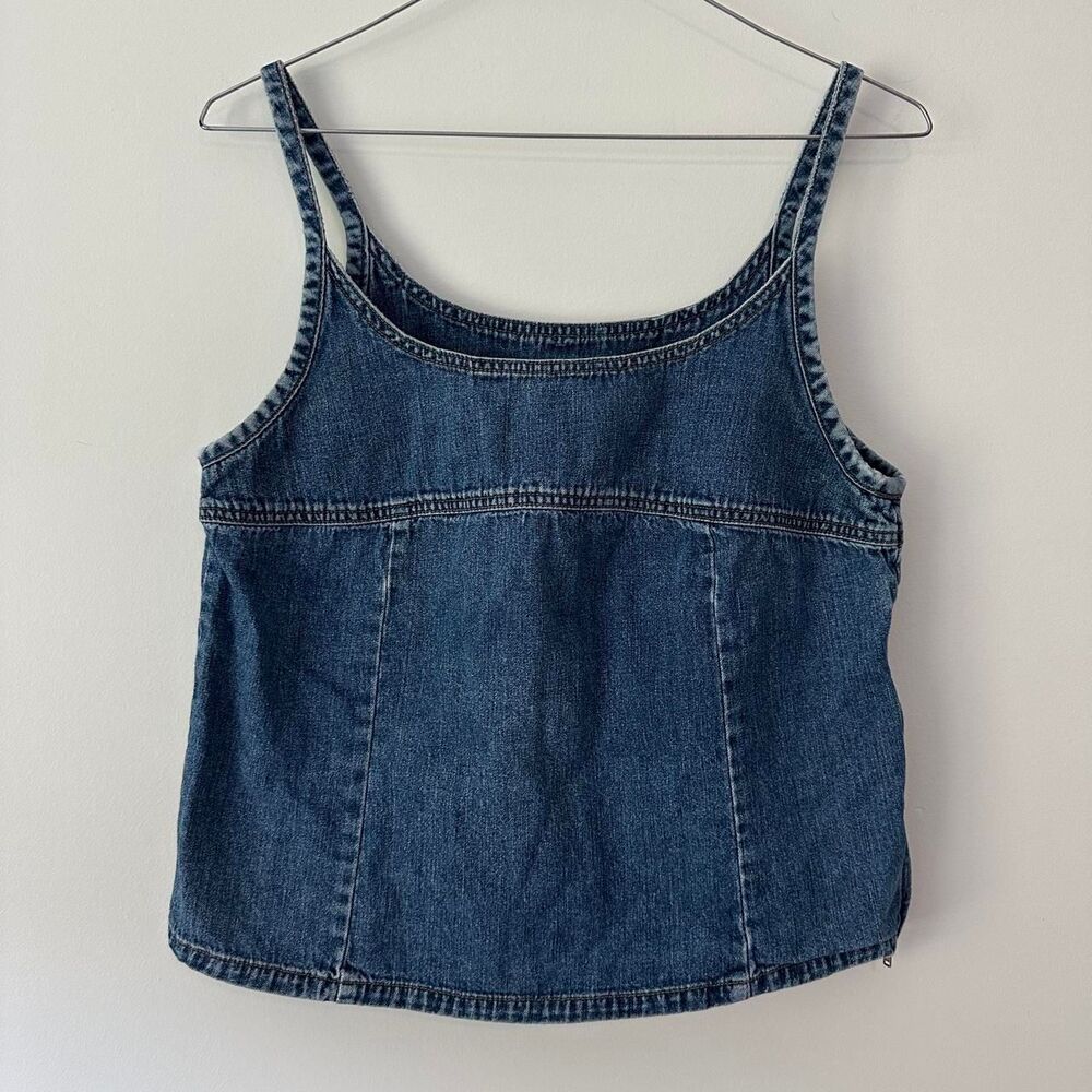Vintage 90s denim cropped American Eagle Outfitters blue jean tank top medium
